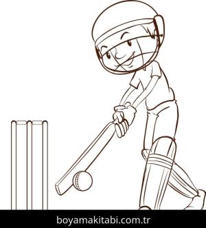 Kriket Sporu boyama sayfası – PDF indir, sevimli karakter