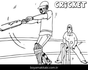 Kriket Sporu boyama sayfası – kolay boyama, eğitici aktivite