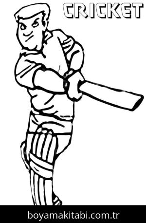 Kriket Sporu boyama sayfası – çocuk aktivitesi, PDF indir