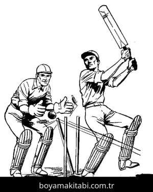 Kriket Sporu boyama sayfası – evde etkinlik, ücretsiz yazdır