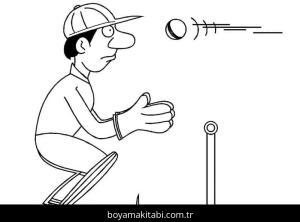 Kriket Sporu boyama sayfası – keyifli zaman, renkli çizimler