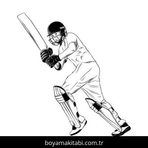 Kriket Sporu boyama sayfası – okul öncesi, evde etkinlik