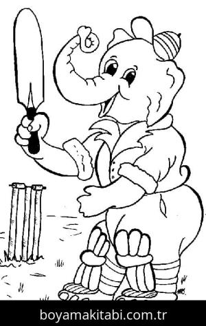 Kriket Sporu boyama sayfası – sevimli karakter, sanatsal çalışma