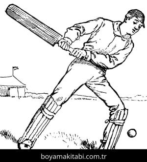 Kriket Sporu boyama sayfası – çocuklar için, çizgi film temalı