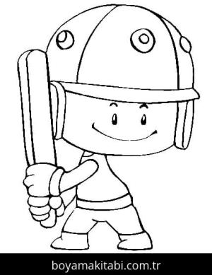 Kriket Sporu boyama sayfası – kolay boyama, eğitici aktivite