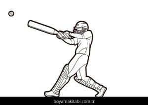 Kriket Sporu boyama sayfası – basit çizim, kolay boyama