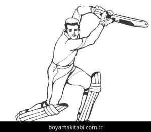 Kriket Sporu boyama sayfası – renkli çizimler, okul öncesi
