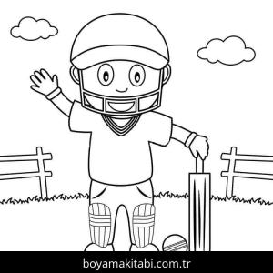Kriket Sporu boyama sayfası – okul öncesi, evde etkinlik