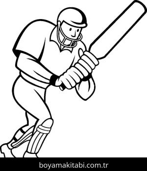 Kriket Sporu boyama sayfası – eğlenceli etkinlik, el becerilerini geliştirir