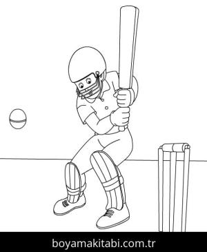 Kriket Sporu boyama sayfası – sanatsal çalışma, çocuklar için