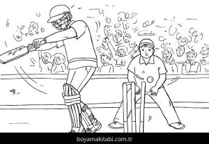 Kriket Sporu boyama sayfası – boyama etkinliği, çocuk aktivitesi