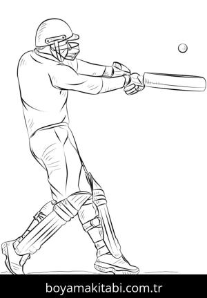 Kriket Sporu boyama sayfası – sanatsal çalışma, çocuklar için