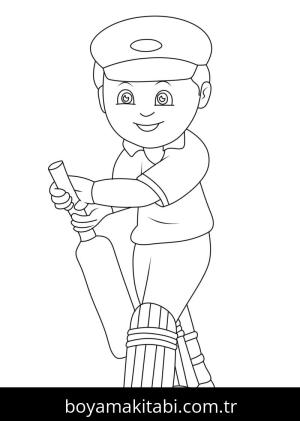 Kriket Sporu boyama sayfası – keyifli zaman, renkli çizimler