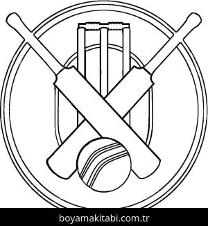 Kriket Sporu boyama sayfası – renkli çizimler, okul öncesi