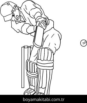 Kriket Sporu boyama sayfası – çizgi film temalı, basit çizim