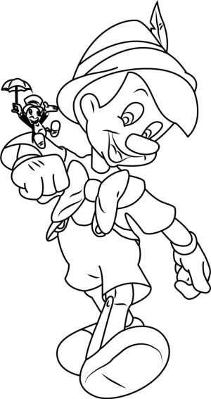 Kriket boyama sayfası,  coloring page, Jiminy Kriket ile Pinokyo, 