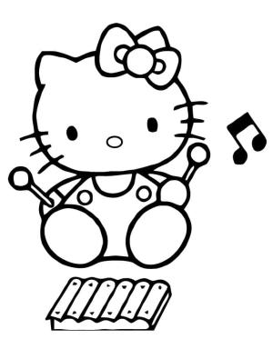 Ksilofon boyama sayfası,  coloring page, Hello Kitty ve ksilofon, 