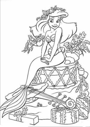 Küçük Deniz Kızı (Little Mermaid) boyama sayfası,  coloring page, Ücretsiz Küçük Deniz Kızı Anahat, 