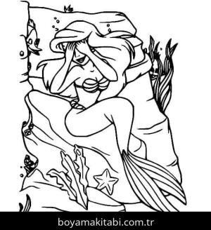 Küçük Deniz Kızı (Little Mermaid) boyama sayfası – renkli çizimler, okul öncesi