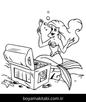Küçük Deniz Kızı (Little Mermaid) boyama sayfası – basit çizim, kolay boyama