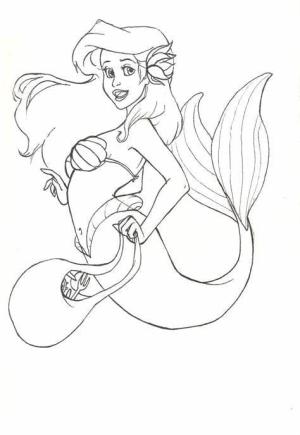 Küçük Deniz Kızı (Little Mermaid) boyama sayfası,  coloring page, Güzel Ariel Anahat, 