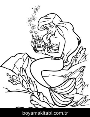 Küçük Deniz Kızı (Little Mermaid) boyama sayfası – çizgi film temalı, basit çizim