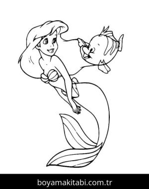 Küçük Deniz Kızı (Little Mermaid) boyama sayfası – renkli çizimler, okul öncesi