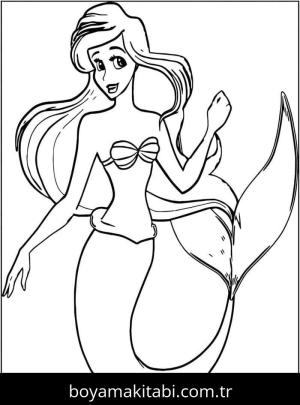 Küçük Deniz Kızı (Little Mermaid) boyama sayfası – keyifli zaman, renkli çizimler