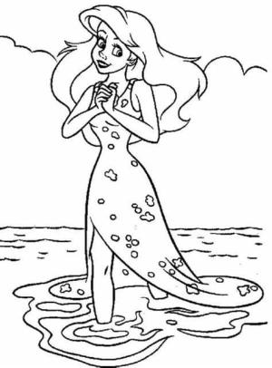 Küçük Deniz Kızı (Little Mermaid) boyama sayfası,  coloring page, Mutlu Ariel Resim, 