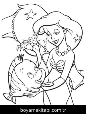 Küçük Deniz Kızı (Little Mermaid) boyama sayfası – çocuklar için, çizgi film temalı