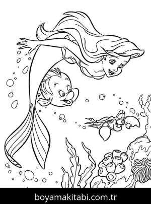 Küçük Deniz Kızı (Little Mermaid) boyama sayfası – çocuk aktivitesi, PDF indir