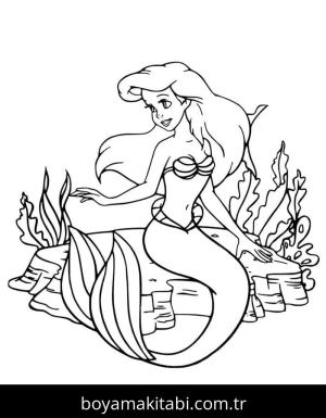 Küçük Deniz Kızı (Little Mermaid) boyama sayfası – eğlenceli etkinlik, el becerilerini geliştirir