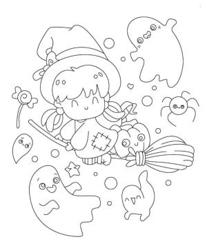 Küçük Kız boyama sayfası,  coloring page, Küçük Cadı Kız, 