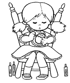 Küçük Kız boyama sayfası,  coloring page, Küçük Kız Yumurta üzerinde çizim, 