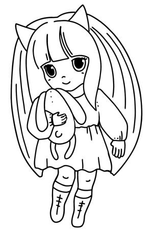 Küçük Kız boyama sayfası,  coloring page, Sevimli Küçük Kız, 