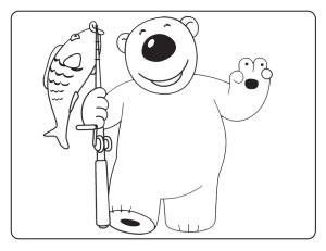 Küçük Penguen Pororo boyama sayfası,  coloring page, Ayı Balık Yakaladı, 