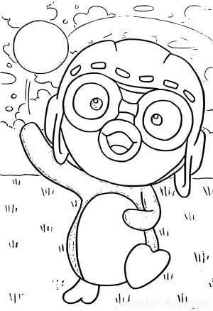 Küçük Penguen Pororo boyama sayfası,  coloring page, Mutlu Pororo, 