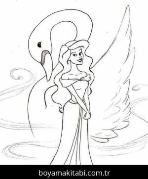 Kuğu Prenses boyama sayfası – çocuklar için, çizgi film temalı