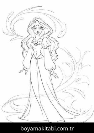 Kuğu Prenses boyama sayfası – boyama çalışması, yaratıcılığı geliştirir