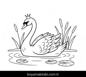 Kuğu boyama sayfası – basit çizim, kolay boyama