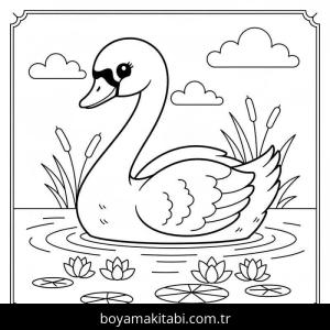 Kuğu boyama sayfası – boyama etkinliği, çocuk aktivitesi