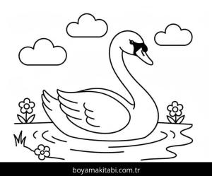 Kuğu boyama sayfası – sanatsal çalışma, çocuklar için