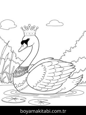 Kuğu boyama sayfası – keyifli zaman, renkli çizimler