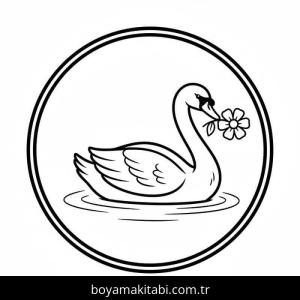 Kuğu boyama sayfası – eğlenceli etkinlik, el becerilerini geliştirir