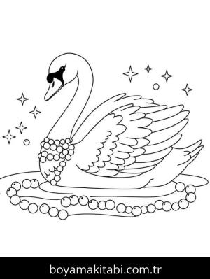 Kuğu boyama sayfası – eğlenceli etkinlik, el becerilerini geliştirir