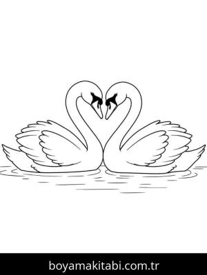 Kuğu boyama sayfası – okul öncesi, evde etkinlik