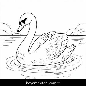 Kuğu boyama sayfası – çizgi film temalı, basit çizim