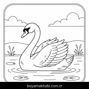 Kuğu boyama sayfası – kolay boyama, eğitici aktivite