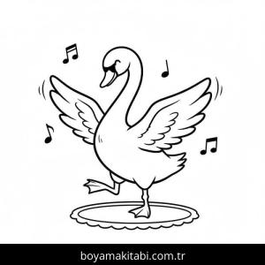 Kuğu boyama sayfası – renkli çizimler, okul öncesi