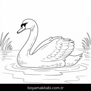 Kuğu boyama sayfası – yaratıcılığı geliştirir, keyifli zaman